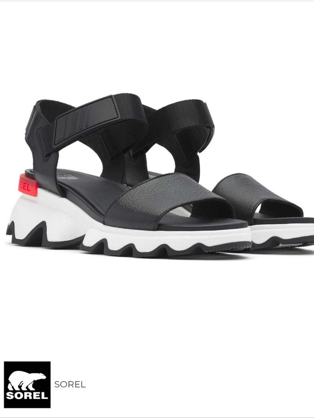 Sorel Black and Red Sport Sandals